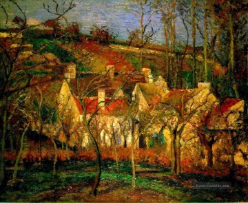  rote Kunst - roten Dächern Ecke eines Dorf Winter 1877 Camille Pissarro